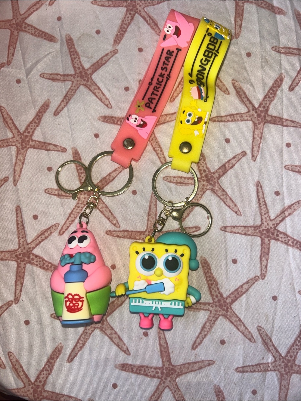 SpongeBob & Patrick Kids Keychain Set - Pink & Yellow